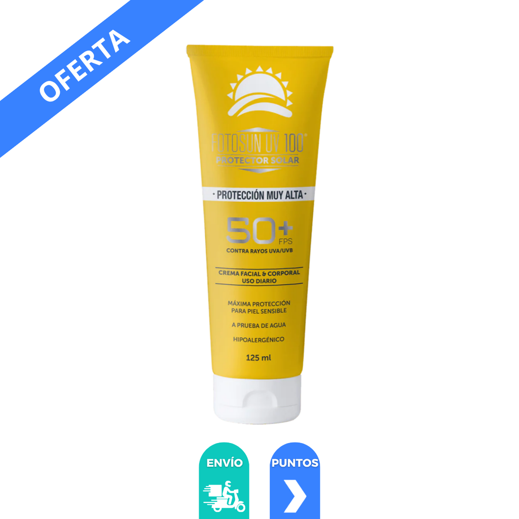 PROTECTOR SOLAR FOTOSUN UV100 50 FPS C/125 ML CREMA FACIAL Y CORPORAL USO DIARIO DACLAF