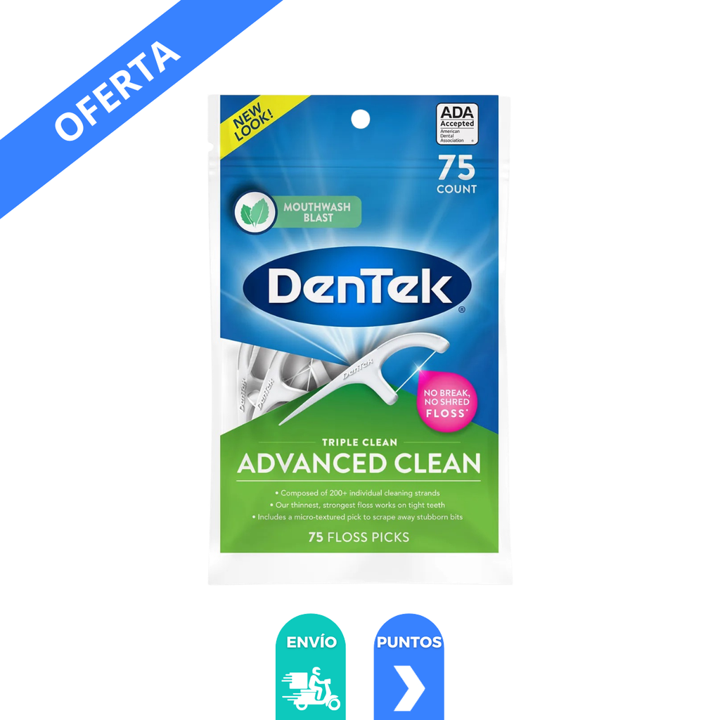 HILO DENTAL CON MANGO C/75 PZAS LIMPIEZA AVANZADA DENTEK