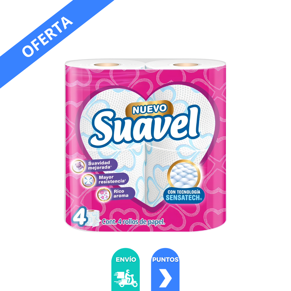 [4832] PAPEL HIGIENICO 200 HOJAS DOBLES C/4 ROLLOS SUAVEL KIMBERLY CLARK