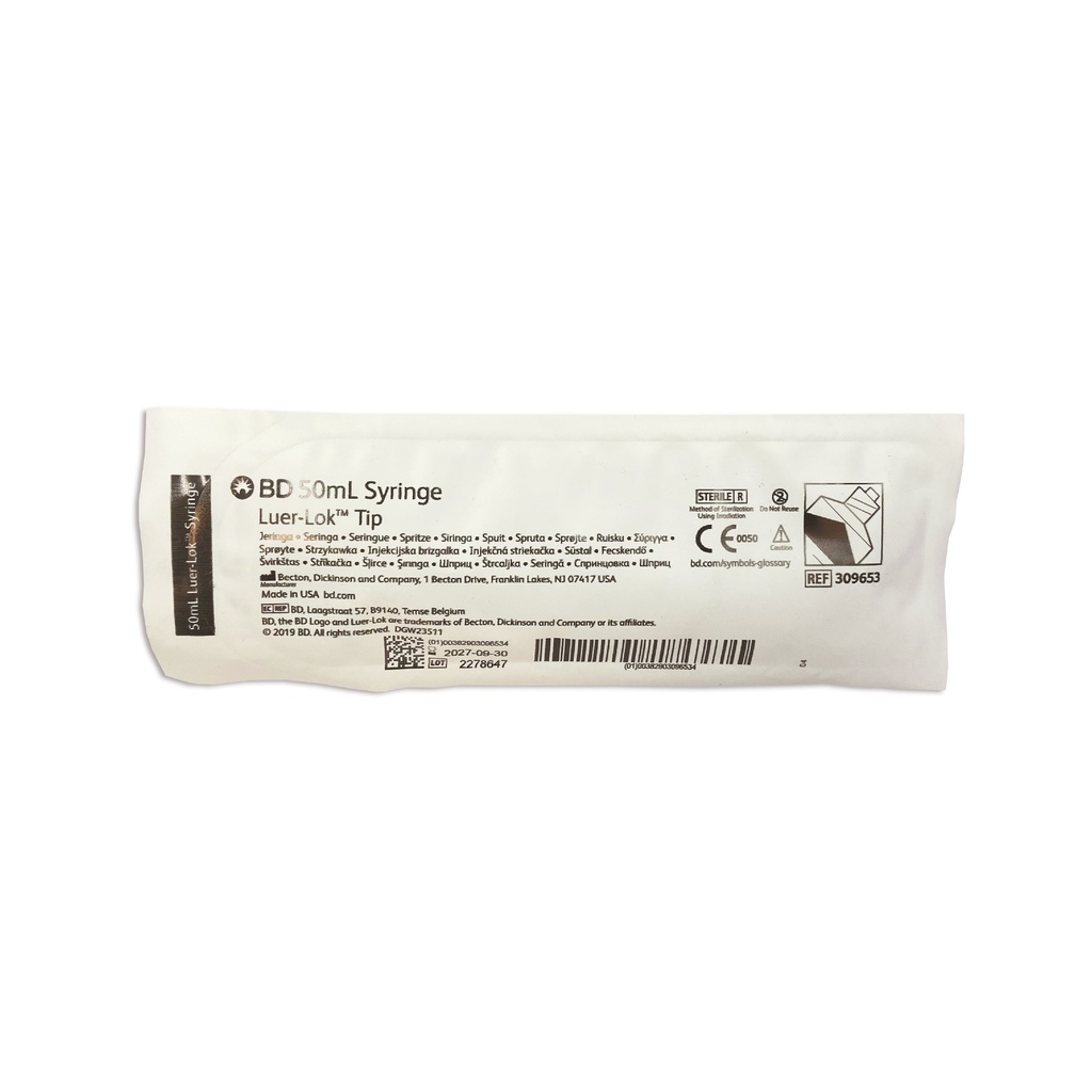 JERINGA 50 ML SIN AGUJA PLASTIPAK REF 309653 BD