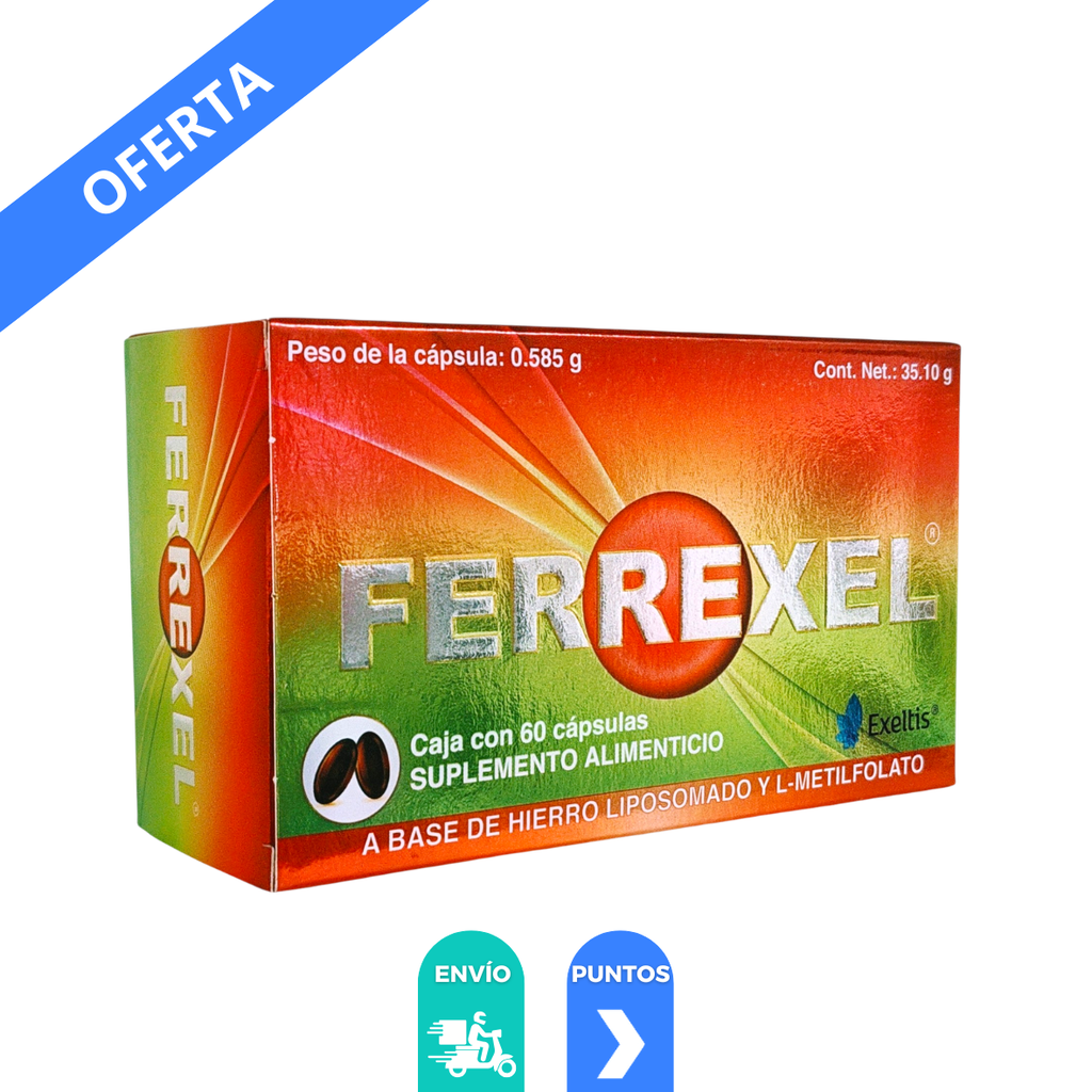 FERREXEL C/60 CAP SUPLEMENTO ALIMENTICIO HIERRO LIPOSOMADO L-METILFOLATO LAB EXELTIS