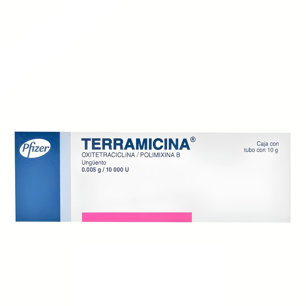 TERRAMICINA UNGÜENTO 0.005 G/10 000 U TUBO C/10 G OXITETRACICLINA POLIMIXINA B LAB PFIZER