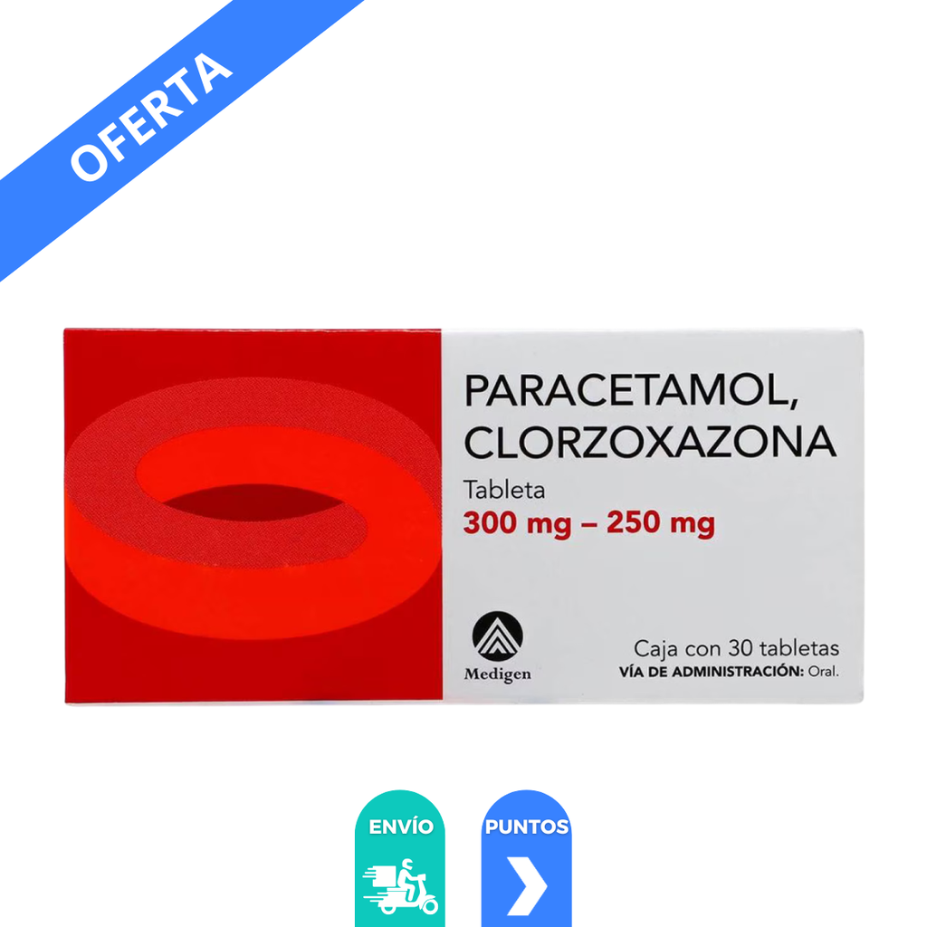 PARACETAMOL CLORZOXAZONA 300/250 MG C/30 TAB LAB MEDIGEN