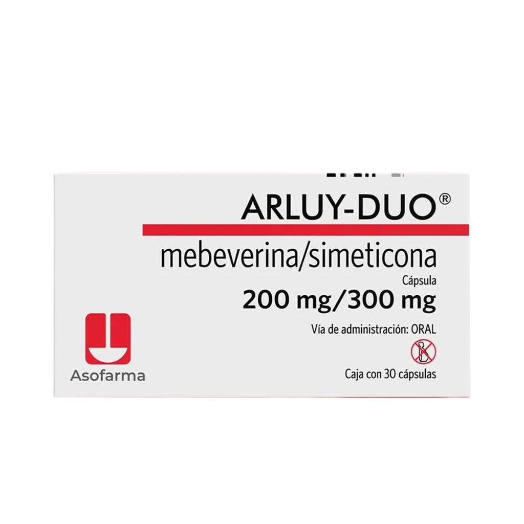 ARLUY-DUO 200/300 MG C/30 CAP MEBEVERINA SIMETICONA LAB ASOFARMA