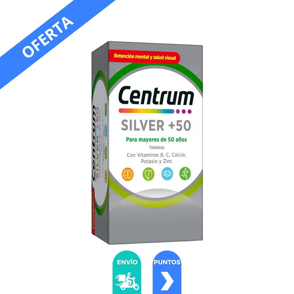 CENTRUM SILVER+50 C/30 TAB VITAMINA B Y C  CALCIO POTASIO ZINC LAB GSK