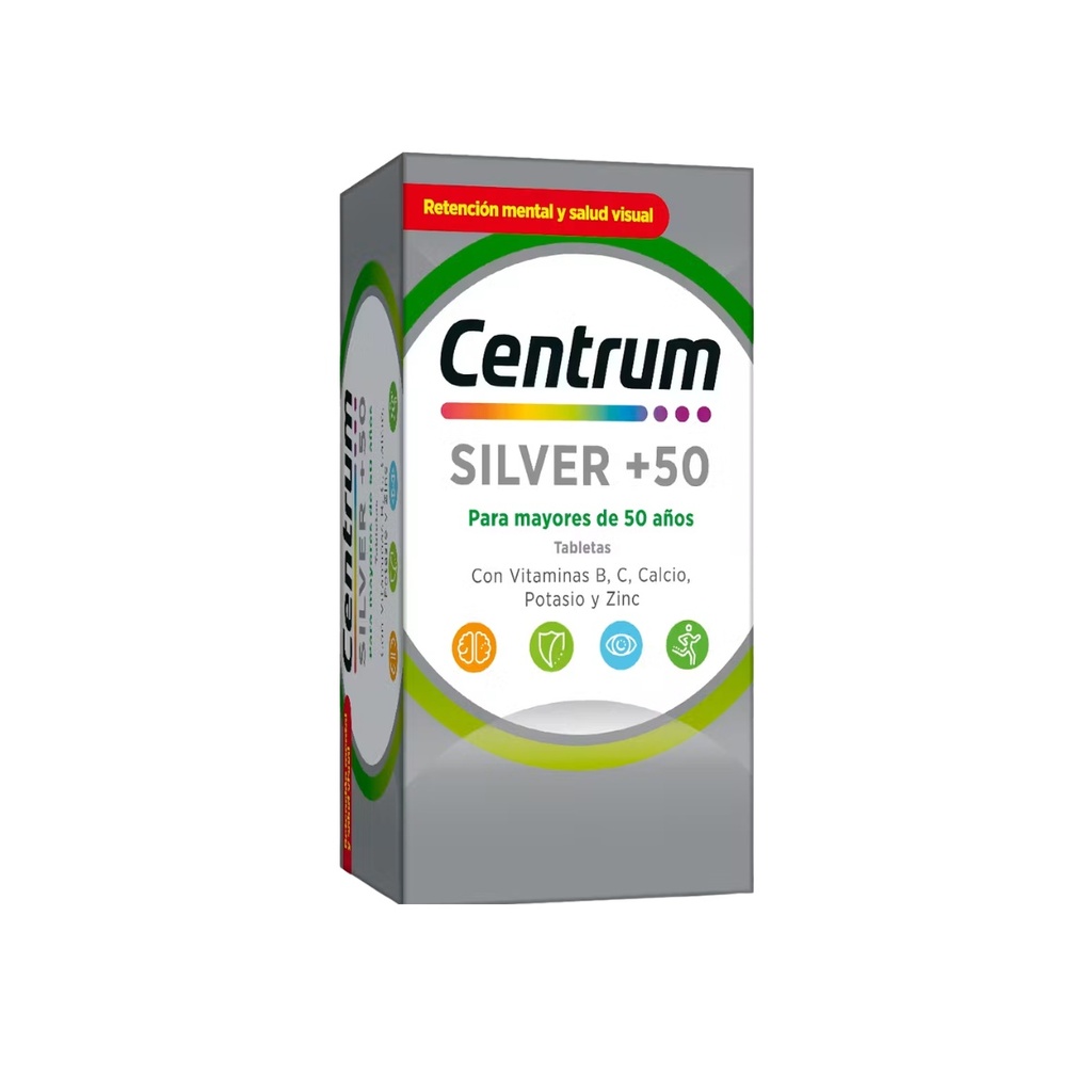 CENTRUM SILVER+50 C/30 TAB VITAMINA B Y C  CALCIO POTASIO ZINC LAB GSK