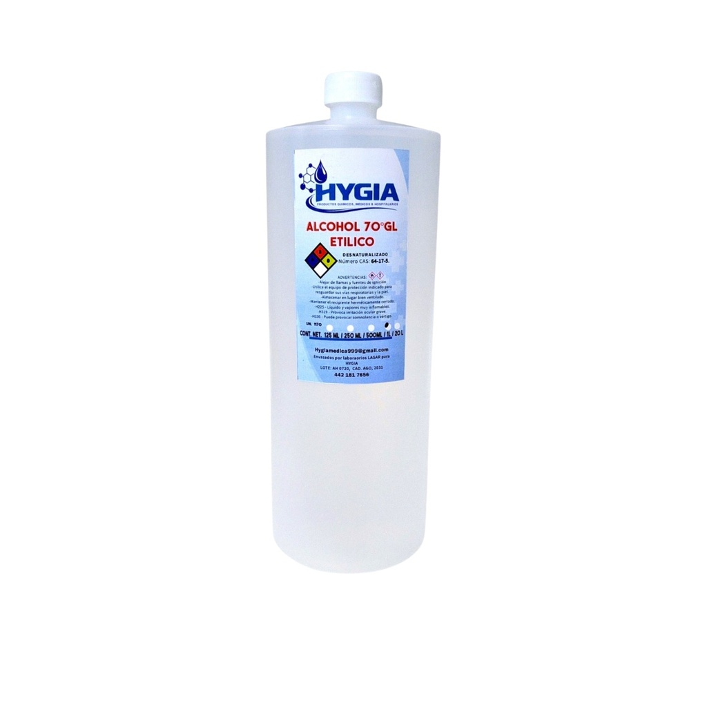 [4893] ALCOHOL 1000ML 70° AZUL ALCOHOL ETILICO HYGIA
