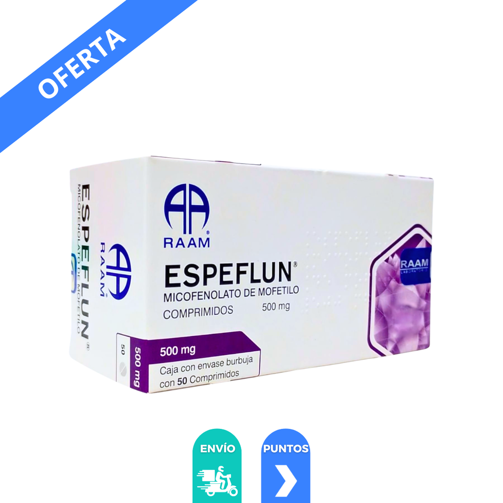 MICOFENOLATO DE MOFETILO 500 MG C/50 COMPRIMIDOS ESPEFLUN LAB RAAM