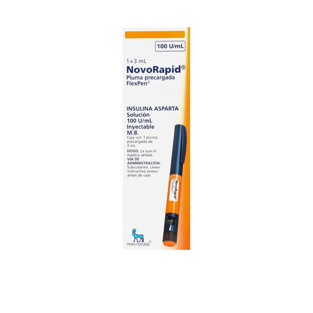 INSULINA ASPARTA NOVORAPID SOL INY 100 U/ML MB PLUMA PRECARGADA 3 ML INSULINA ASPARTICA LAB NOVO NORDISK