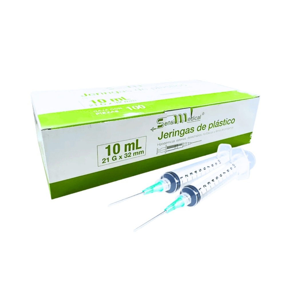 JERINGA 10 ML 21 X 32 C/A PIEZA VERDE SENSIMEDICAL