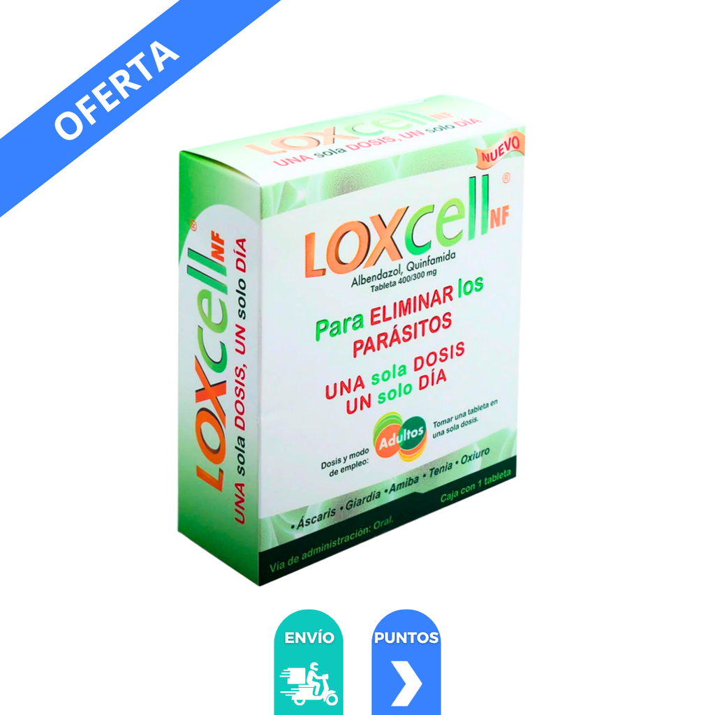 [4902] LOXCELL NF 400/300 MG C/1 TAB ALBENDAZOL QUINFAMIDA LAB SANFER