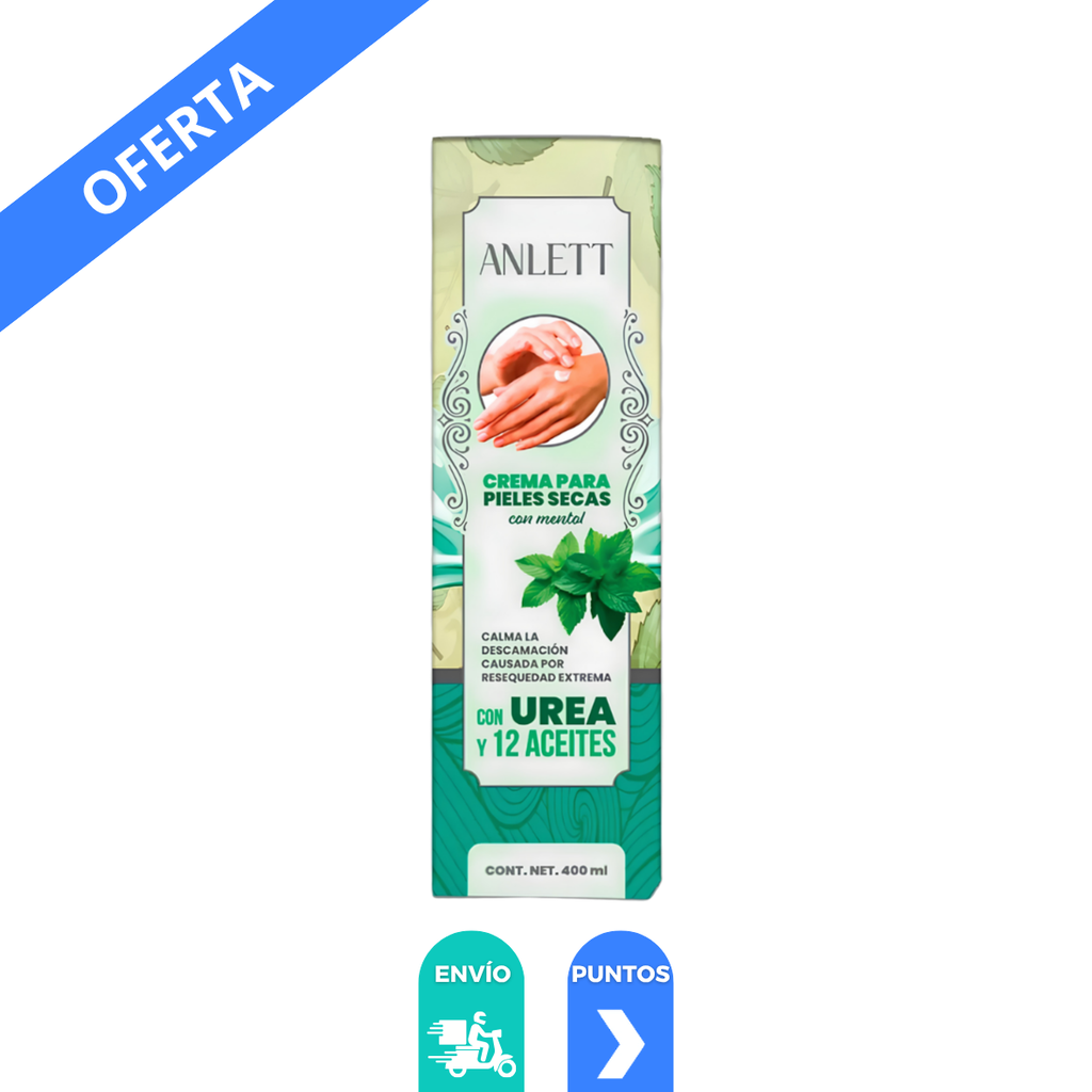 CREMA ANLETT 400 ML PARA PIELES SECAS MENTOL UREA 12 ACEITES LAB ENAP