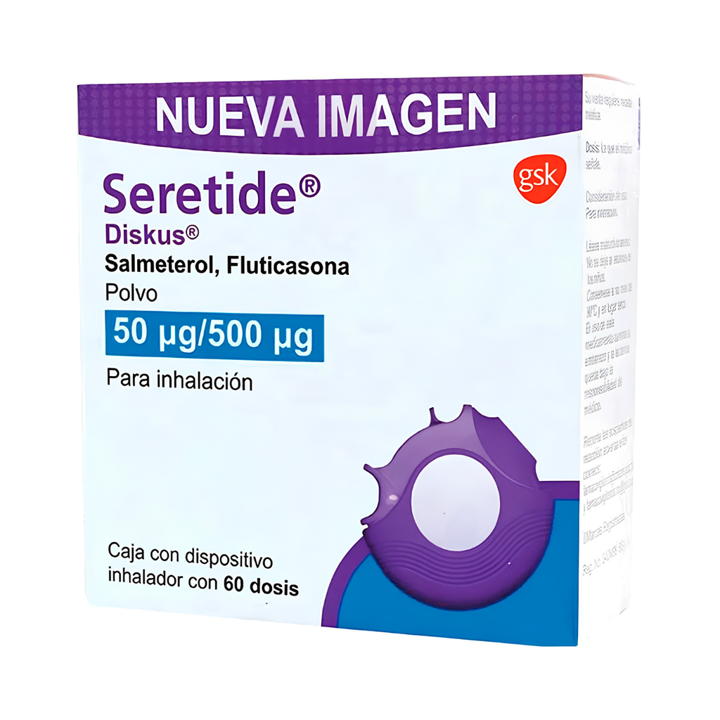 SERETIDE DISKUS 50/500 MCG POLVO P/INHALACION C/60 DOSIS SALMETEROL FLUTICASONA LAB GSK