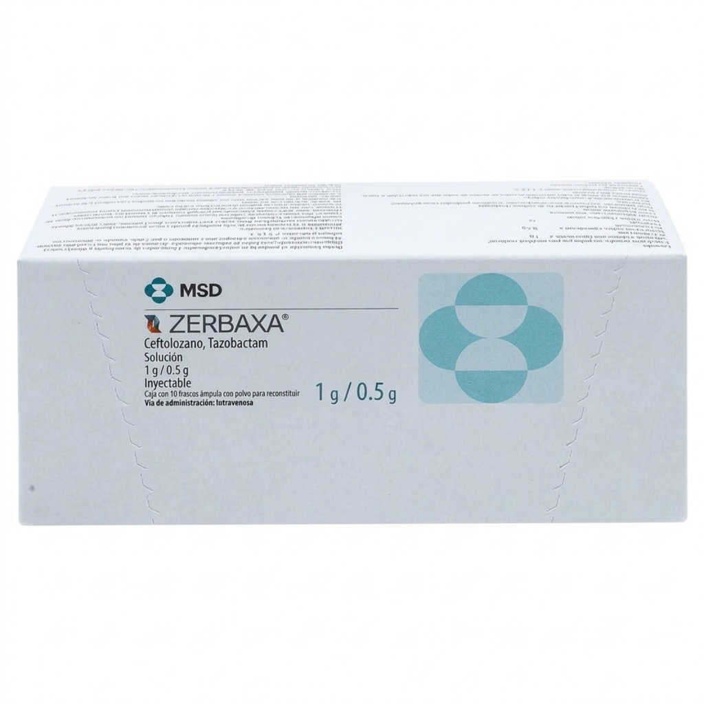 [4929] ZERBAXA SOL INY 1G/0.5G CEFTOLOZANO TAZOBACTAM C/10 FRASCO AMPULA LAB MSD