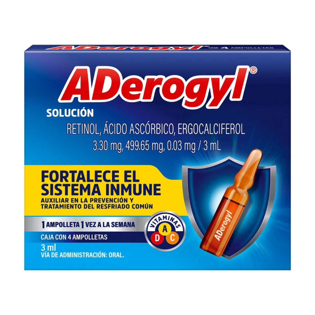 [4930] ADEROGYL SOL ORAL 3.3/499.65/0.03 MG/3 ML C/4 AMP RETINOL ACIDO ASCORBICO ERGOCALCIFEROL