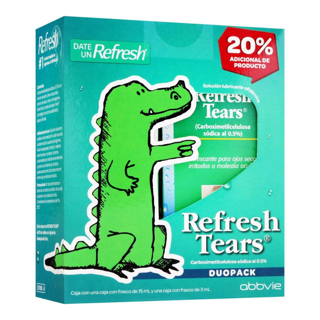 [1893] REFRESH TEARS DUOPACK GOTAS LUBRICANTES 0.5% C/15 ML+3 ML CARBOXIMETILCELULOSA LAB ALLERGAN