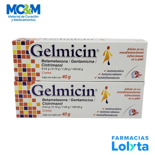 [1820] BETAMETASONA GENTAMICINA CLOTRIMAZOL CREMA 0.05/0.10/1 G/100 G TUBO C/40 G GELMICIN LAB COLLINS