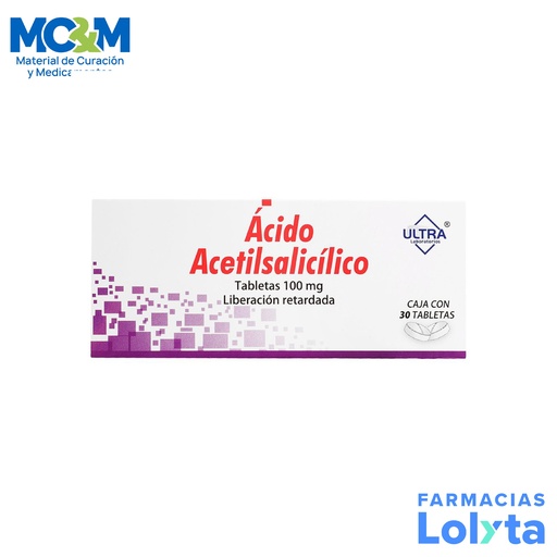 [16] ACIDO ACETILSALICILICO 100 MG C/30 TAB LIBERACION RETARDADA LAB ULTRA