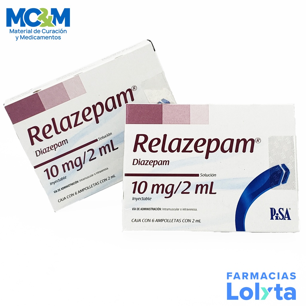 DIAZEPAM SOL INY 10 MG/2 ML C/6 AMP RELAZEPAM LAB PISA GRUPO II