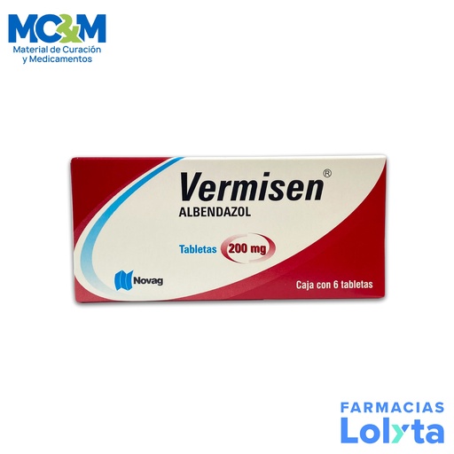 [51] ALBENDAZOL 200 MG C/6 TAB VERMISEN LAB NOVAG