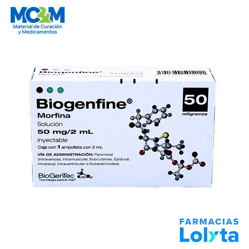 [63] MORFINA SOL INY 50 MG/2 ML C/1 AMP BIOGENFINE LAB PSICOFARMA GRUPO I