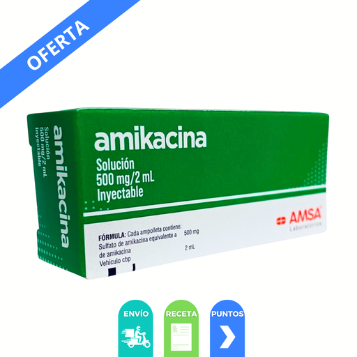 [87] AMIKACINA SOL INY 500 MG/2 ML C/2 AMP LAB AMSA