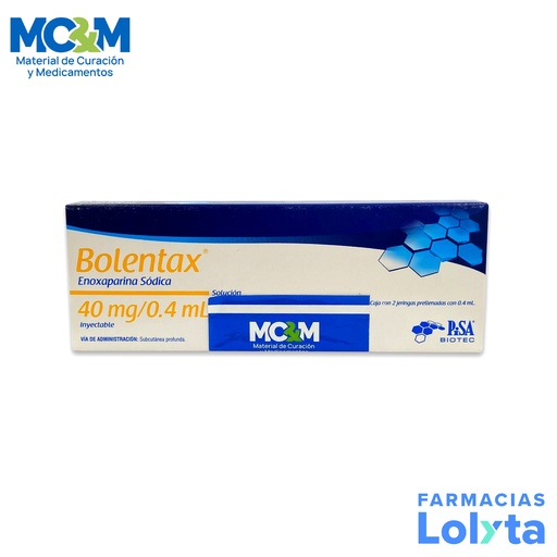 [358] ENOXAPARINA SODICA SOL INY 40 MG/0.4 ML C/2 JERINGAS PRELLENADAS BOLENTAX LAB PISA