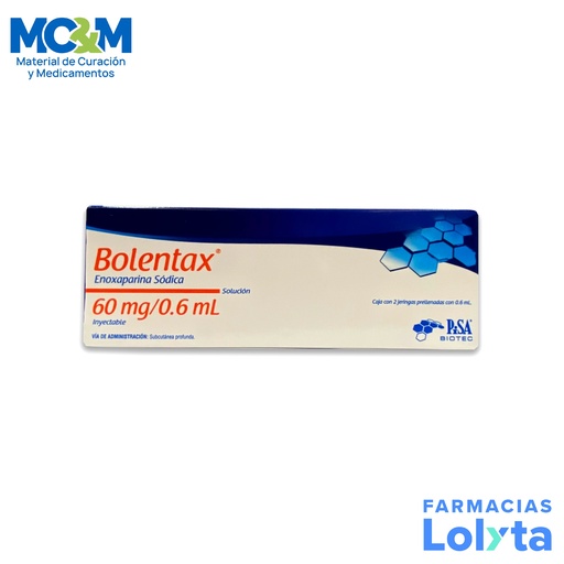 [359] ENOXAPARINA SODICA SOL INY 60 MG/0.6 ML C/2 JERINGAS PRELLENADAS BOLENTAX LAB PISA