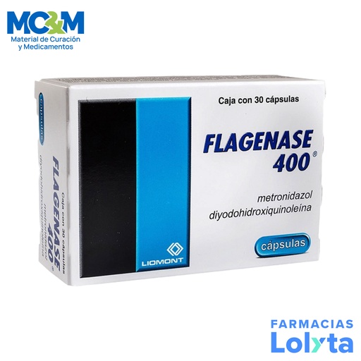 [389] FLAGENASE 400 400/200 MG C/30 CAP METRONIDAZOL DIYODOHIDROXIQUINOLEINA LAB LIOMONT