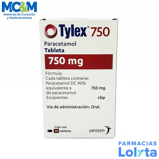 [653] TYLEX 750 750MG C/20 TAB PARACETAMOL LAB JANSSEN-CILAG
