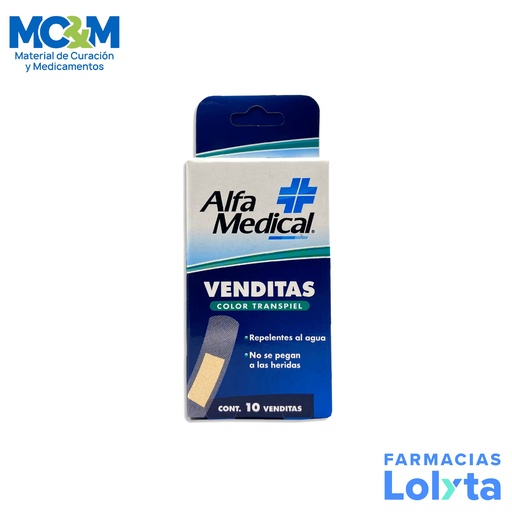 [964] VENDITAS TRANSPIEL 72 X 19 MM C/10 PZAS ALFA MEDICAL (CURITA)