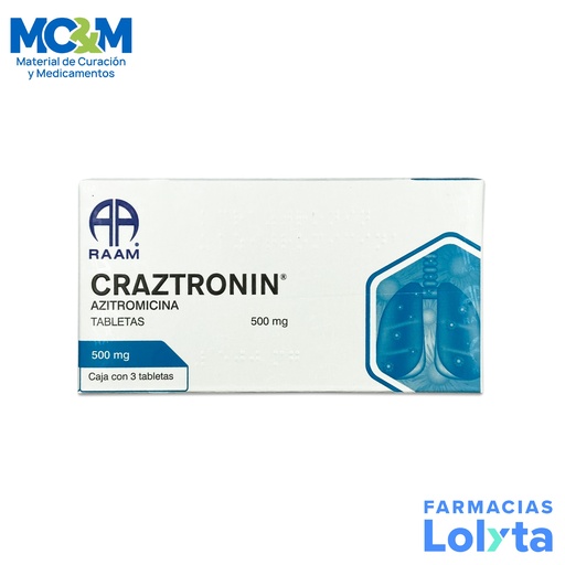 [1009] AZITROMICINA 500 MG C/3 TAB CRAZTRONIN LAB RAAM