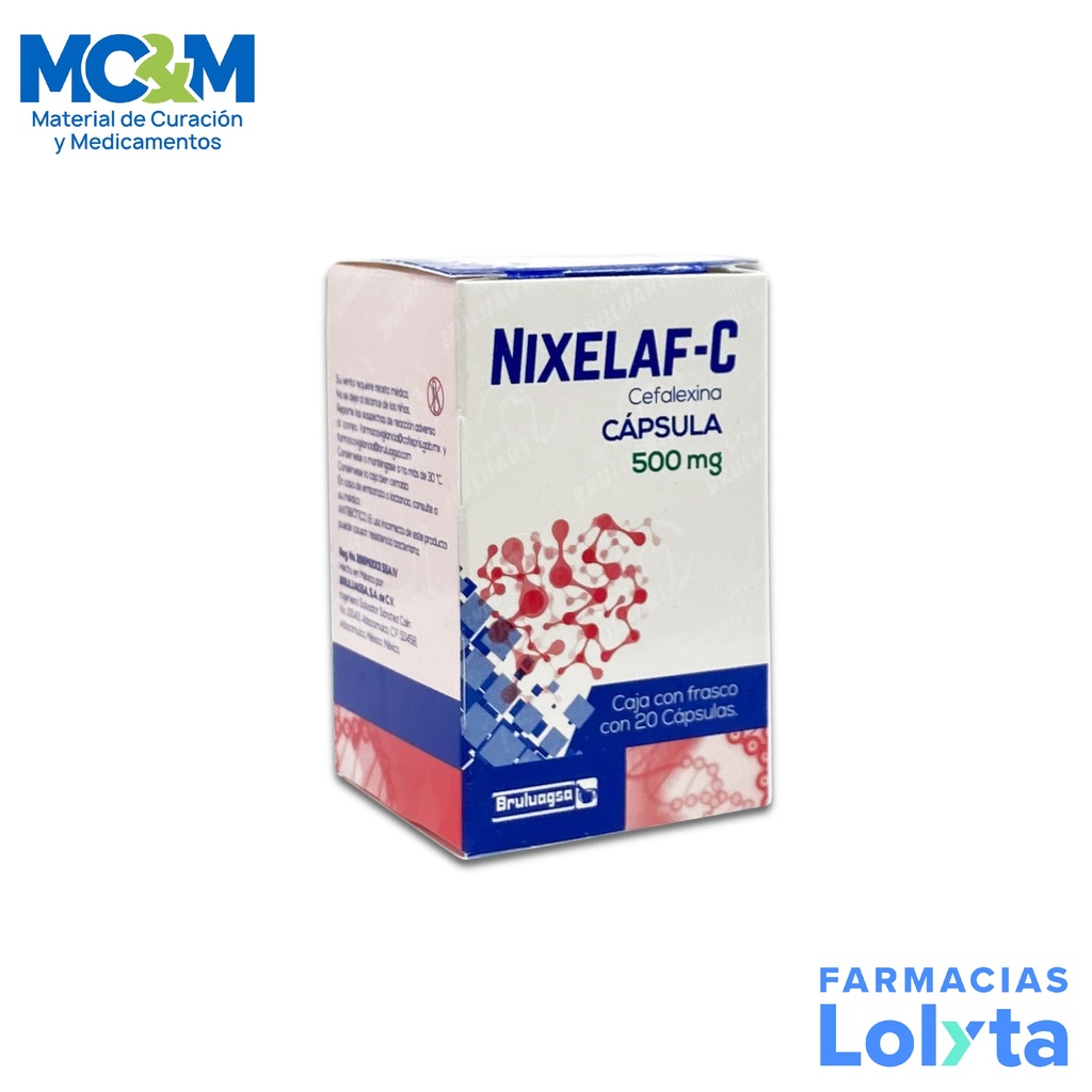 CEFALEXINA 500 MG C/20 CAP NIXELAF-C LAB BRULUAGSA