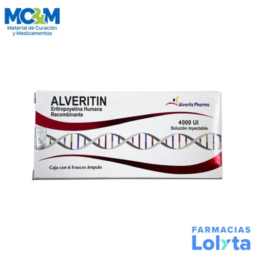 [1030] ERITROPOYETINA HUMANA RECOMBINANTE SOL INY 4000 UI/ML C/6 AMP ALVERITIN LAB ALVARTIS PHARMA (RF)