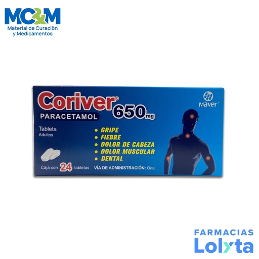 [1087] PARACETAMOL 650 MG C/24 TAB CORIVER LAB MAVER