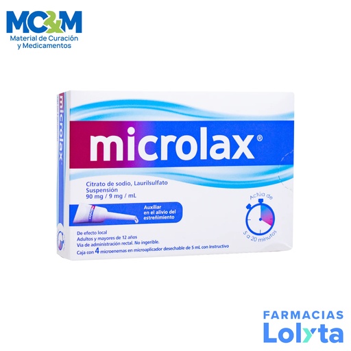 [1133] MICROLAX 90/9MG/ML C/4 MICROENEMAS C/5ML CITRATO DE SODIO LAURILSULFATO LAB JANSSEN-CILAG