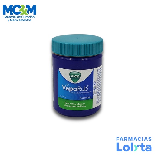 [1204] VICK VAPORUB UNGÜENTO 5.26/ 2.82/1.33 G TARRO C/100 G ALCANFOR MENTOL EUCALIPTO LAB P&G