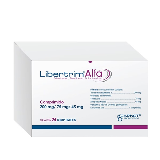 [1213] LIBERTRIM ALFA 200/75/45 MG C/24 COMPRIMIDOS TRIMEBUTINA SIMETICONA GALACTOSIDASA LAB CARNOT