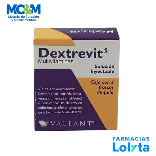 [1302] DEXTREVIT SOL INY 10 ML C/2 FCO AMP MULTIVITAMINICO LAB VALEANT (RF)