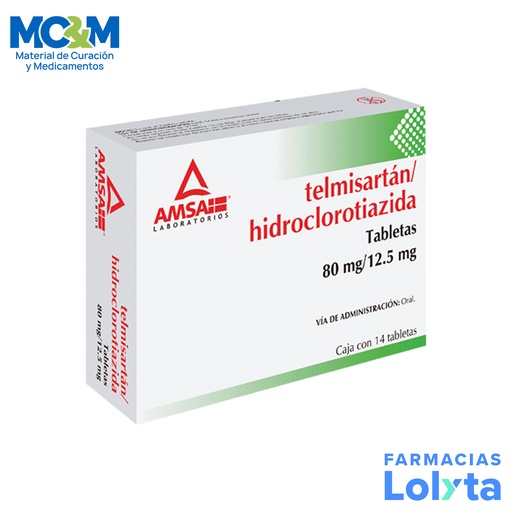 [1319] TELMISARTAN HIDROCLOROTIAZIDA 80/12.5 MG C/14 TAB LAB AMSA