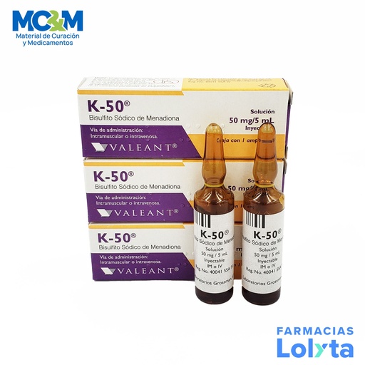 [1366] K-50 SOL INY 50 MG/5 ML BISULFITO SODICO DE MENADIONA LAB VALEANT
