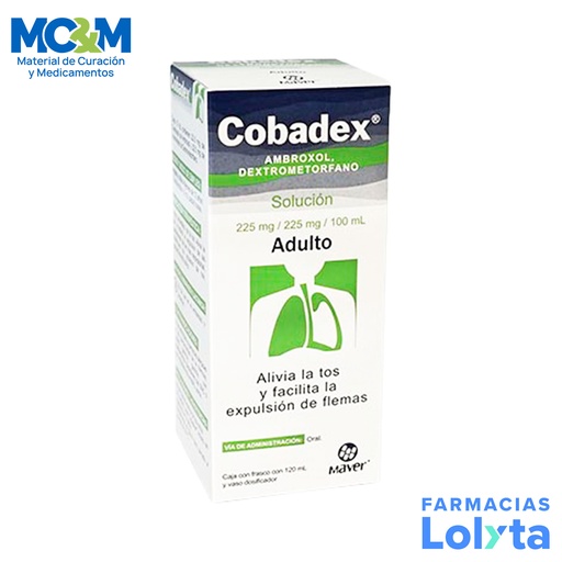 [1497] AMBROXOL DEXTROMETORFANO 225/225MG/100ML SOL ORAL FCO C/120 ML COBADEX ADULTO LAB MAVER