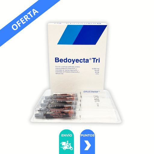 [1504] BEDOYECTA TRI SOL INY 10 000 MCG/100/50 MG/2 ML C/5 AMP HIDROXOCOBALAMINA TIAMINA PIRIDOXINA LAB GROSSMAN