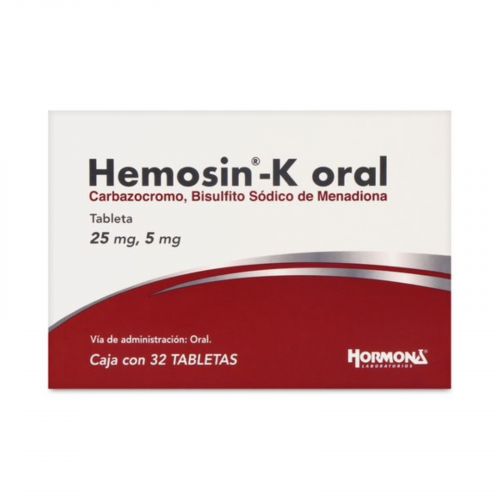 [1514] HEMOSIN-K 25/5MG C/32 TAB CARBAZOCROMO BISULFITO SODICO DE MENADIONA LAB HORMONA
