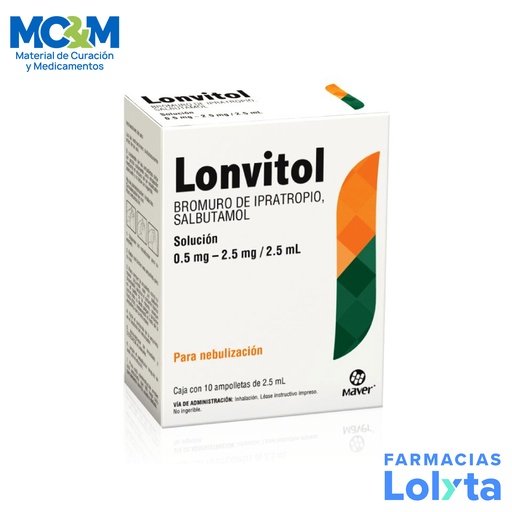 [1601] BROMURO DE IPRATROPIO SALBUTAMOL SOL P/NEBULIZAR 0.5/2.5 MG/2.5 ML C/10 AMP LONVITOL LAB MAVER (COMBIVENT)
