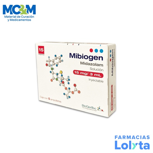 [1623] MIDAZOLAM SOL INY 15MG/3ML C/5 AMP MIBIOGEN LAB PSICOFARMA GRUPO II