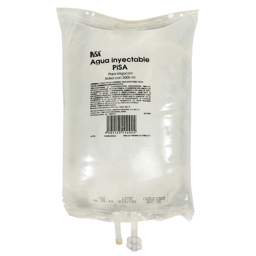 [3499] AGUA INYECTABLE PARA IRRIGACION 3000 ML BOLSA REF 4000261 LAB PISA