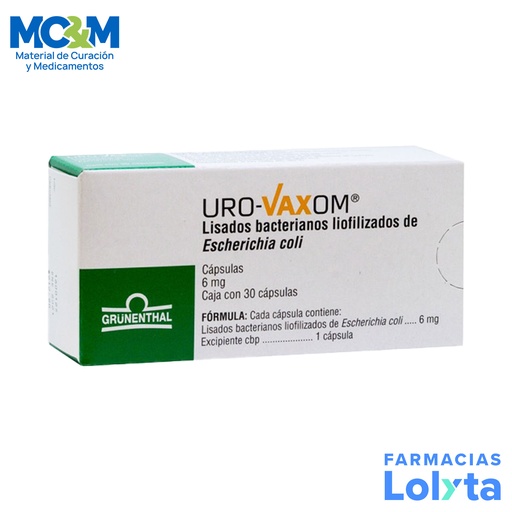 [1672] URO-VAXOM 6MG C/30 CAP LISADOS BACTERIANOS LIOFILIZADOS E. COLI LAB GRUNENTHAL