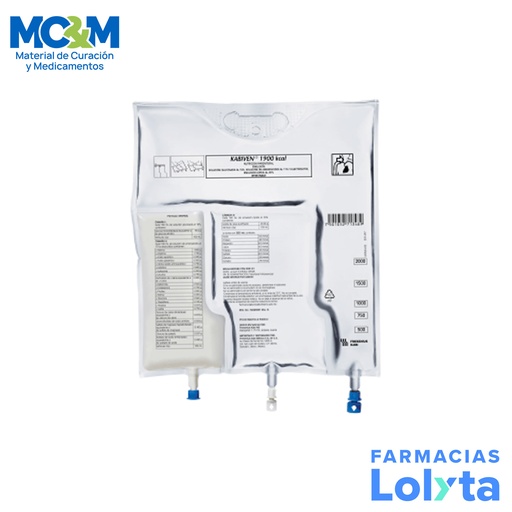 [1693] KABIVEN CENTRAL EMULSION INY 1900 KCAL 2053 ML AMINOACIDOS ELECTROLITOS GLUCOSA LIPIDOS FRESENIUS