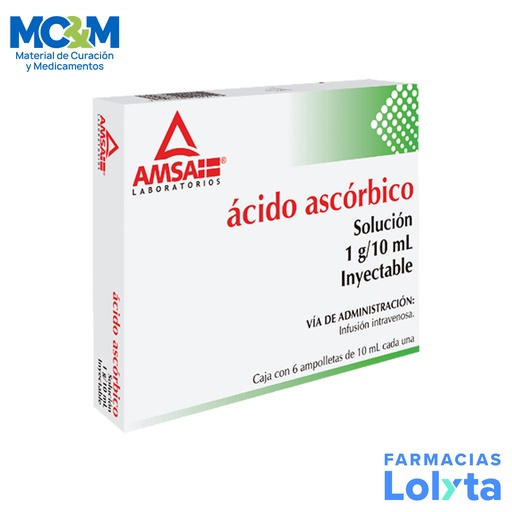 [1718] ACIDO ASCORBICO SOL INY 1 G/10 ML C/6 AMP LAB AMSA